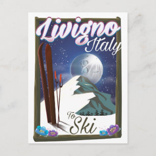 Livigno Italien Ski-Reiseplakat Postkarte