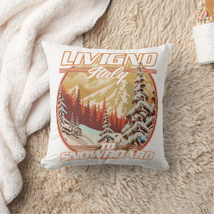 Livigno Italien Snowboarding-Logo Kissen