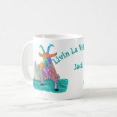 Livin La Vida Goata Funny Screening Goat Design Kaffeetasse (Vorderseite Links)