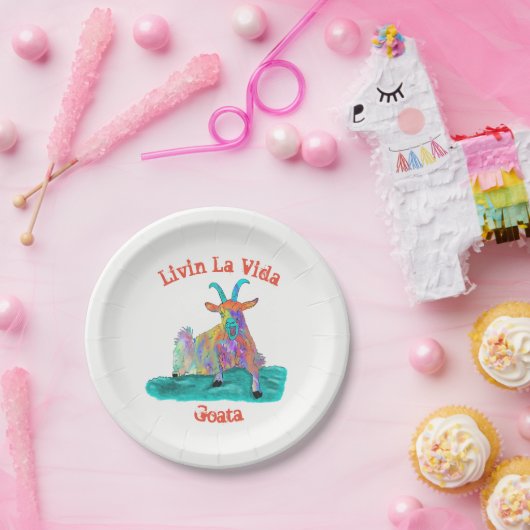 Livin La Vida Goata Funny Screening Goat Design Pappteller (Party)