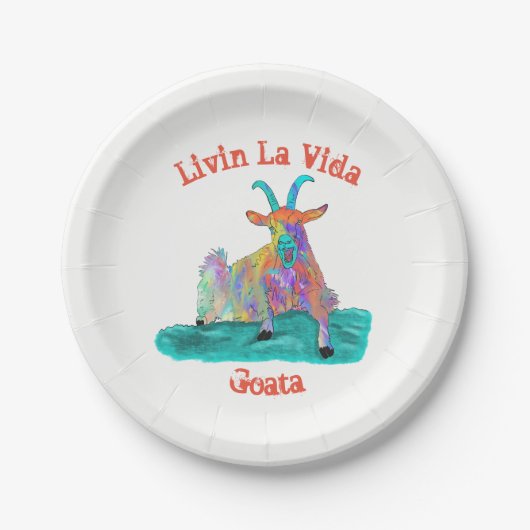 Livin La Vida Goata Funny Screening Goat Design Pappteller (Vorderseite)