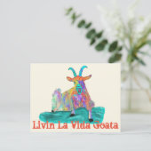 Livin La Vida Goata lustiger schreiender Postkarte (Stehend Vorderseite)