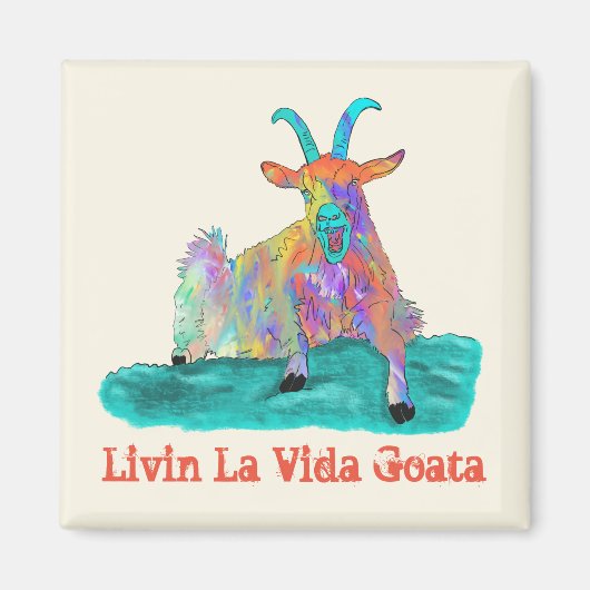 Livin La Vida Goata schreiende Ziege Funny Animal Magnet (Vorne)