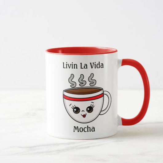 Livin La Vida Mocha Kawaii Cartoon Kaffeecup Tasse (Rechts)