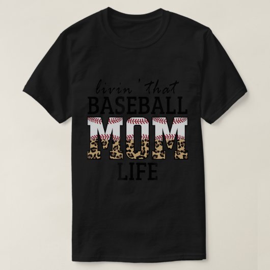 Livin' That Baseball Mama Life Leopard T - Shirt (Design vorne)