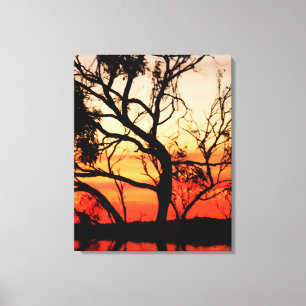 Living Art Sunset Silhouette Wrapped Canvas Leinwanddruck