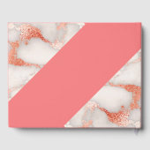 Living Coral and Marbled Rose Gold Wedding Gästebuch (Rückseite)