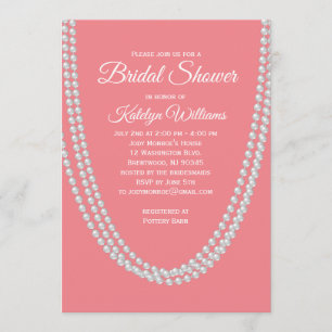 Living Coral and Pearls Bridal Dusche Einladung