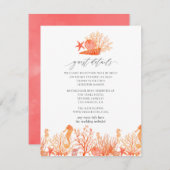 Living Coral Beach Hochzeitgäste Details Begleitkarte (Vorne/Hinten)