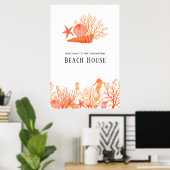 Living Coral Beach House Poster (Heimbüro)