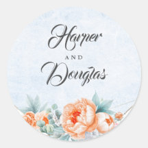 Living Coral Blume Dusty Blue Watercolor Wedding