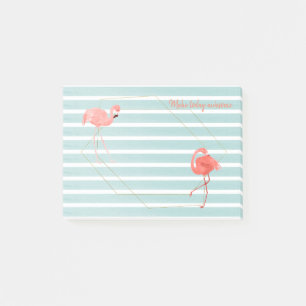 Living Coral Flamingo Blue Stripe Gold Geometric Post-it Klebezettel
