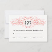 Living coral floral heraldic Wappen Hochzeit RSVP (Vorderseite)