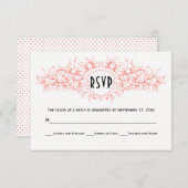 Living coral floral heraldic Wappen Hochzeit RSVP (Vorne/Hinten)