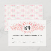 Living coral floral heraldic Wappen Hochzeit RSVP Karte (Vorne/Hinten)