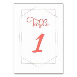 Living Coral Geometric Script Wedding Tischnummer