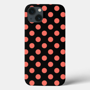 Living coral polka dots on black Case-Mate iPhone Hülle