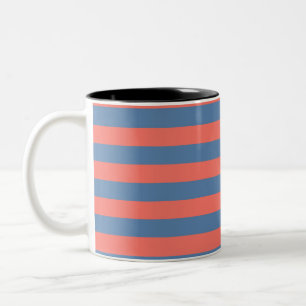 Lıving Coral und pazifisch blaue horizontale Linie Zweifarbige Tasse