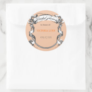 Living Coral Vintage Hochzeit Brautparty Siegel Runder Aufkleber