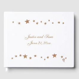 Living Gold Stars Border Personalisiert Guest Book Gästebuch
