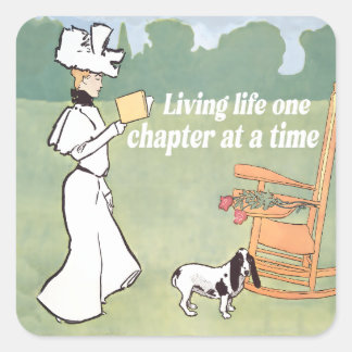 Living life one chapter at a time quadratischer aufkleber