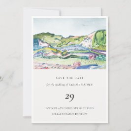 Living Mountain Scape Blush Save the Date Card Dankeskarte