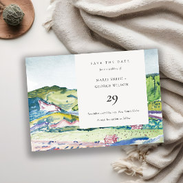 Living Mountain Scape Blush Save the Date Card Dankeskarte