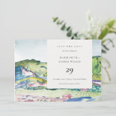 Living Mountain Scape Blush Save the Date Card Dankeskarte (Stehend Vorderseite)