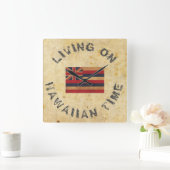 LIVING ON HAWAIIAN TIME LARGE CLOCK QUADRATISCHE WANDUHR (Zuhause)