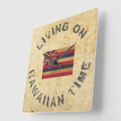 LIVING ON HAWAIIAN TIME LARGE CLOCK QUADRATISCHE WANDUHR (Winkel)