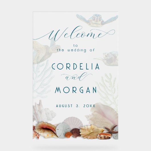 Living Seas Wedding Begrüßung Akryllisches Zeichen Acrylschild (Vorderseite)