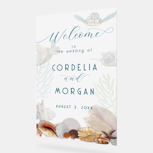 Living Seas Wedding Begrüßung Akryllisches Zeichen Acrylschild (Winkel)