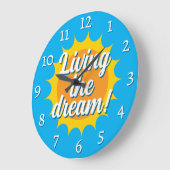 Living the dream wall clock with sunny dial große wanduhr (Winkel)