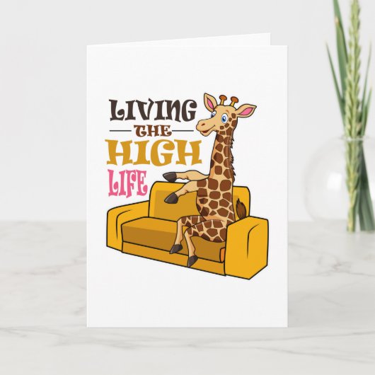 Living the High Life Funny Giraffe Sitzen auf Sofa Karte (Vorderseite)