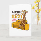 Living the High Life Funny Giraffe Sitzen auf Sofa Karte (Gelbe Blume)
