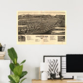 Livingston Montana 1883 Antike Panoramakarte Poster (Heimbüro)