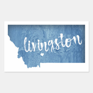 Livingston Montana Holzmaserung Rechteckiger Aufkleber