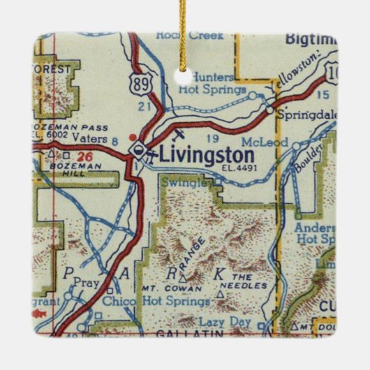 Livingston MT Vintage Karte Keramikornament (Rückseite)