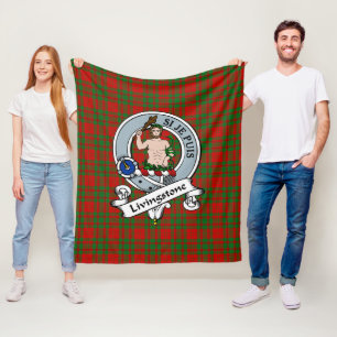 Livingstone Clan Abzeichen Tartan Kariert Fleecedecke