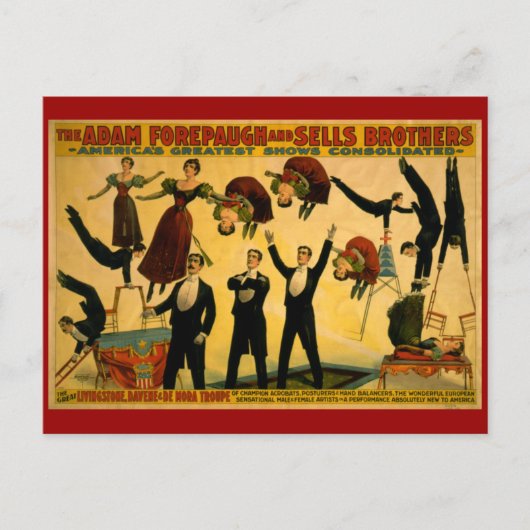 Livingstone Troupe Circus Poster Postkarte (Vorderseite)