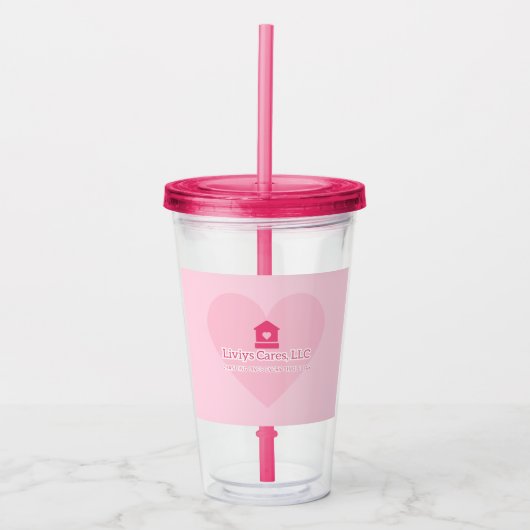 Liviys Cares Logo Acryltrinkbecher (Vorderseite)