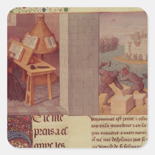 Livy Writing und die Stiftung von Rom Quadratischer Aufkleber (Vorderseite)