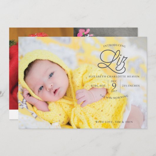 Liz Heaven Geburtserklärung Ankündigung (Vorne/Hinten)