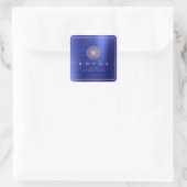 Liz Mandala Pink Rose Gold Cobalt Blue Metallic Quadratischer Aufkleber (Tasche)