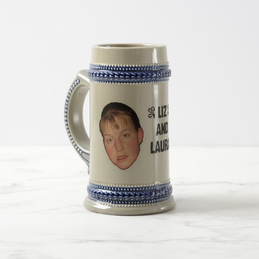 Liz- und Laura-Bier Stein Bierglas (Vorderseite Links)
