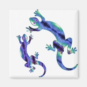 LIZARD 1 DUO BLAU UND GRÜNE MOSAIK MAGNET