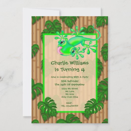 Lizard Birthday Party Einladung (Vorderseite)