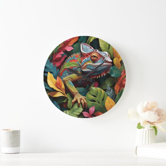 Lizard-Blätter und Farbe Große Wanduhr (Zuhause)