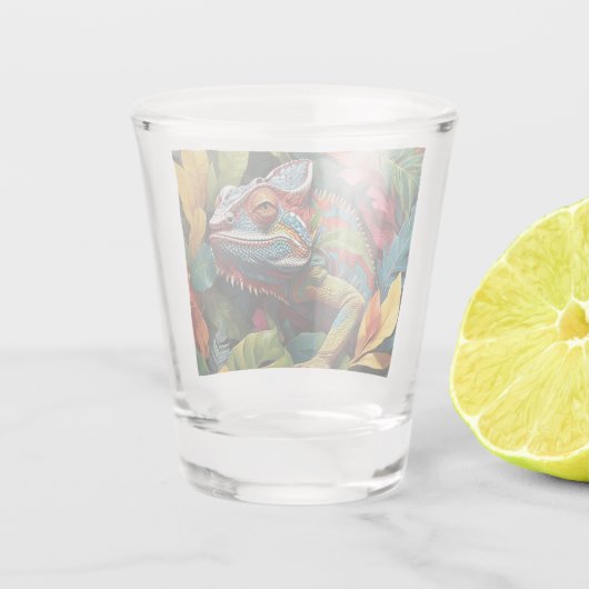 Lizard-Blätter und Farbschussglas Schnapsglas (Rückseite)