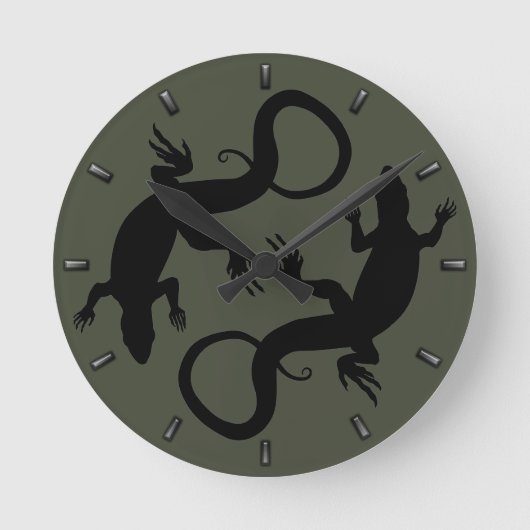 Lizard Clock Cute Reptile Art Lizard Wall Clock Runde Wanduhr (Vorderseite)